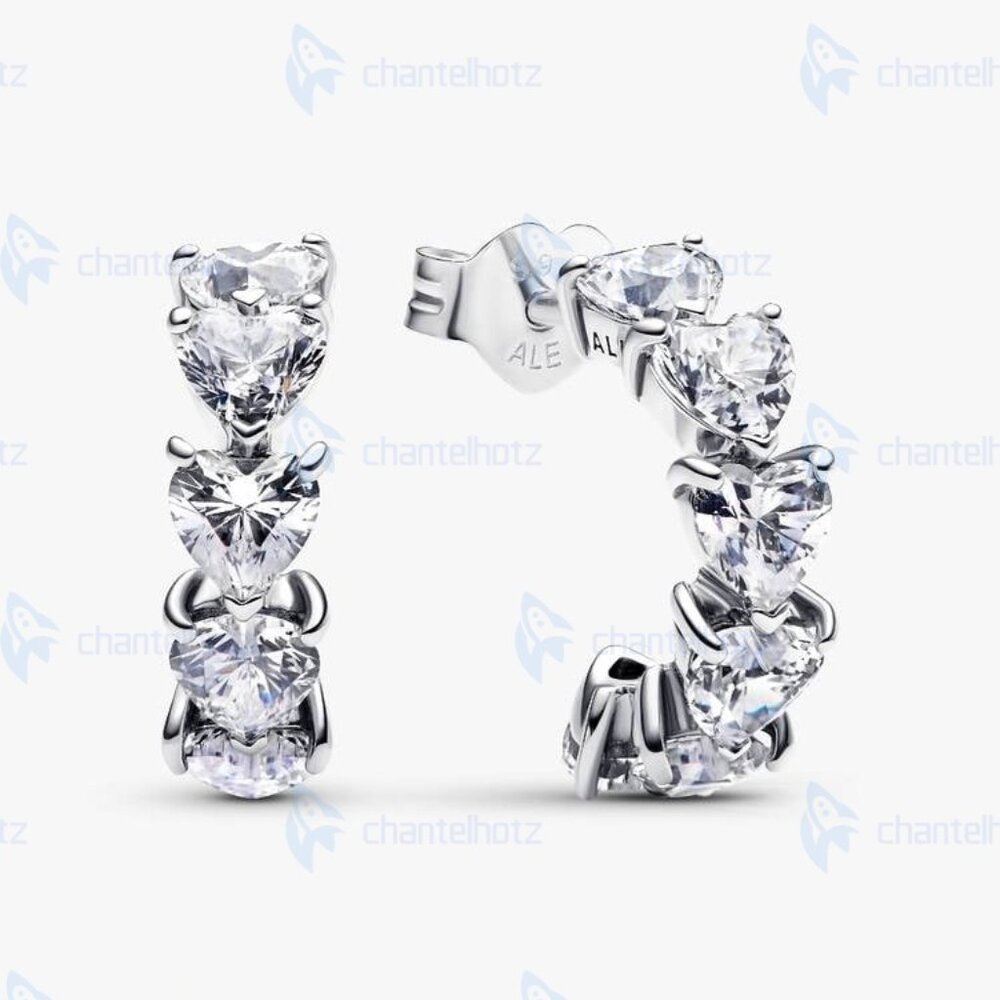 Pandora Sparkling Hearts Open Hoop Earrings